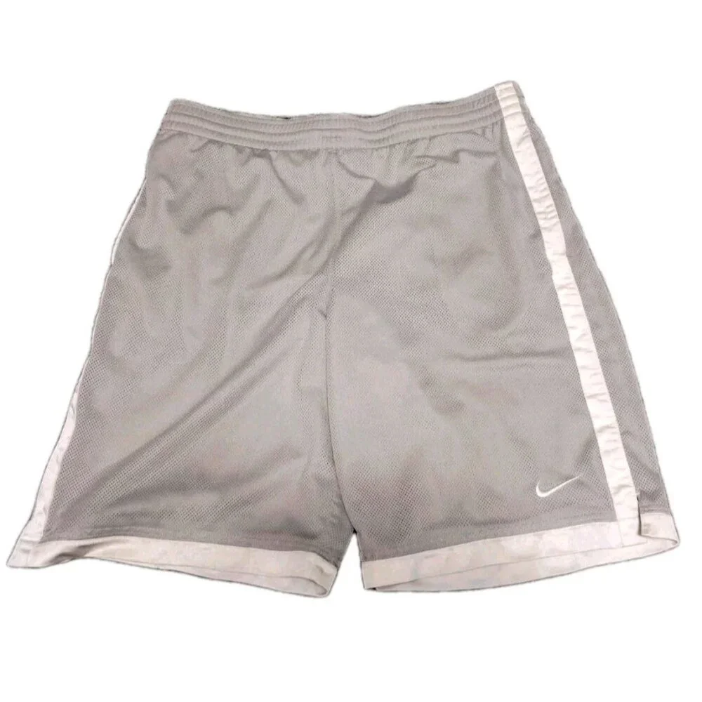 Nike Basketball Shorts Men Medium Grey White Athletic Pull On